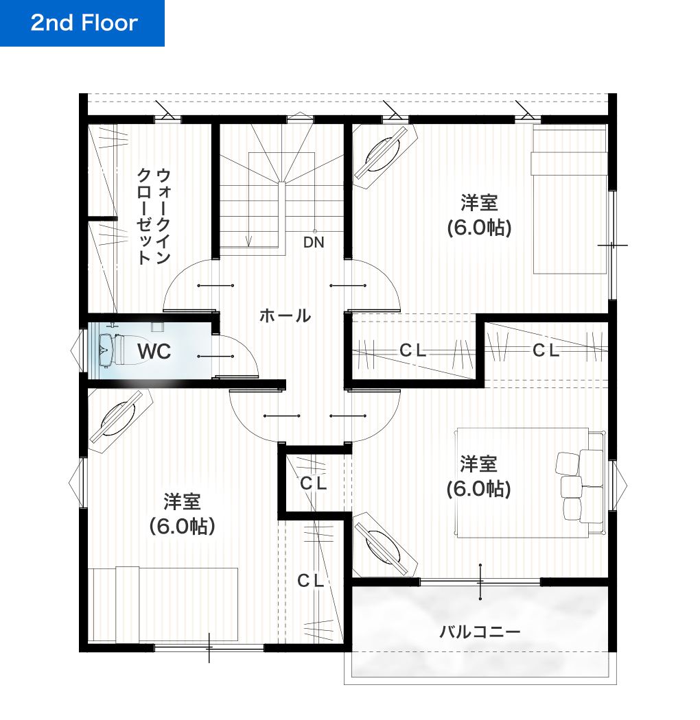 熊本市西区池上町 30坪 3SLDK 建売・一戸建ての新築物件 2階間取り図