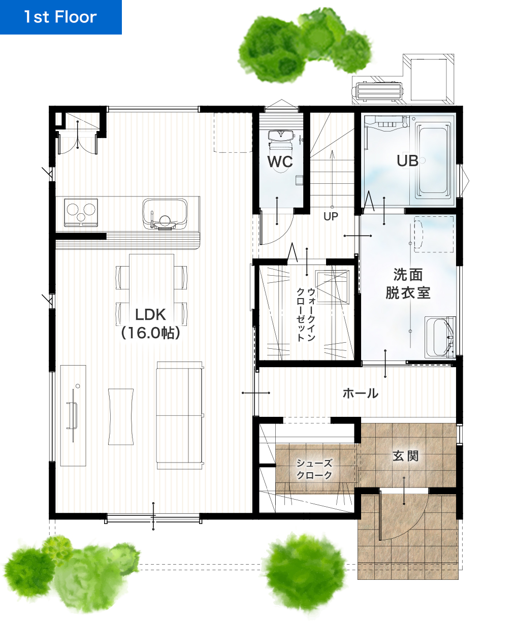 熊本市北区麻生田5丁目 31坪 4SLDK 建売・一戸建ての新築物件 1階間取り図
