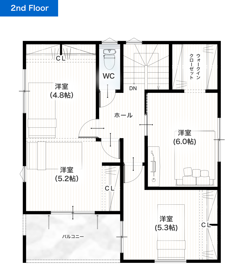 熊本市北区麻生田5丁目 31坪 4SLDK 建売・一戸建ての新築物件 2階間取り図