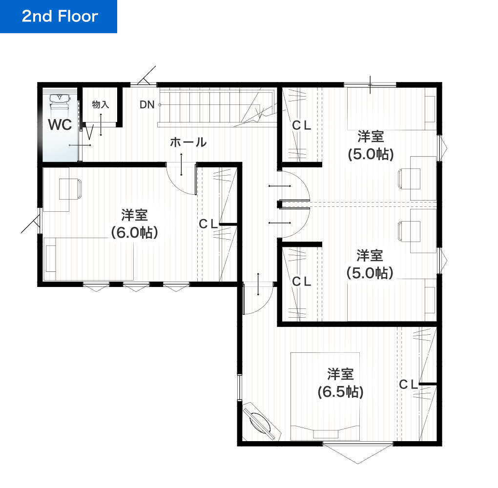 熊本市北区龍田8丁目2期2号地 33坪 4LDK 建売・一戸建ての新築物件 2階間取り図