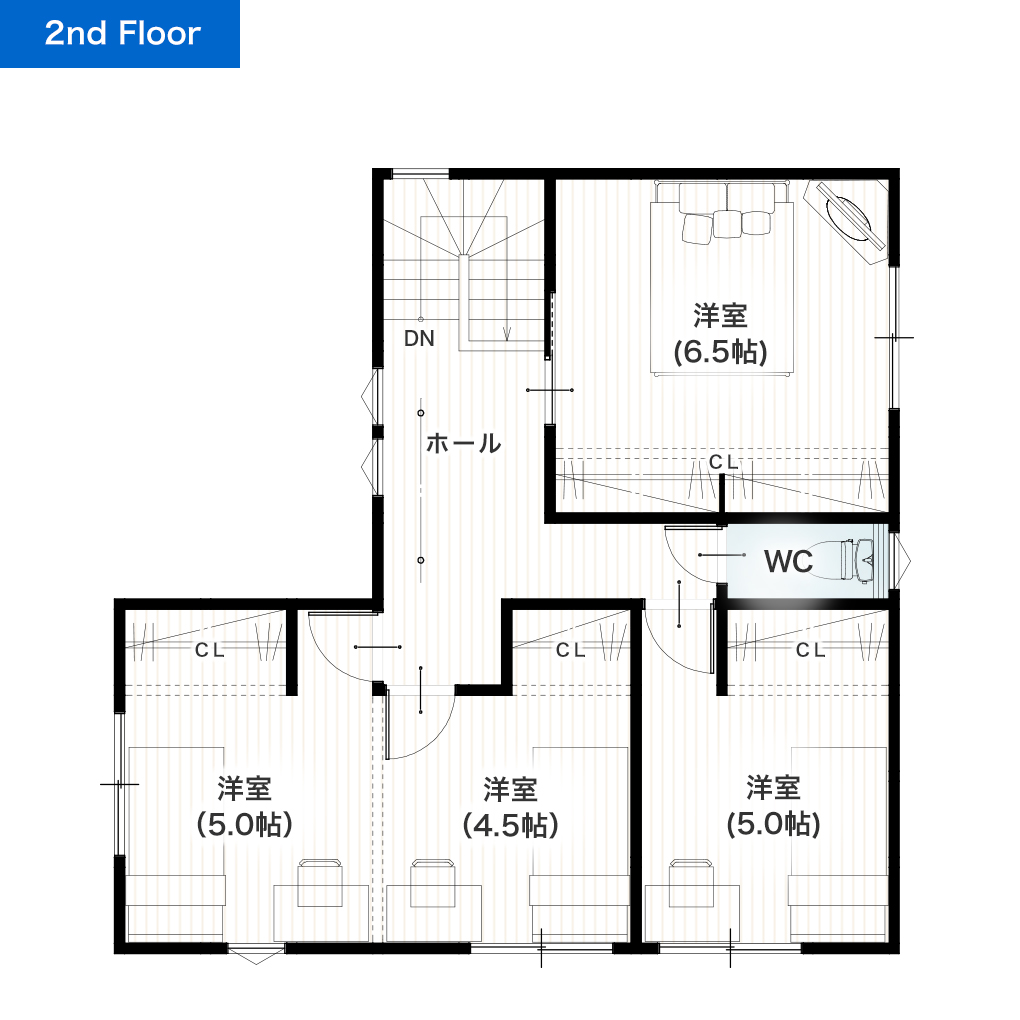 熊本市北区四方寄町5期4号地 32坪 4SLDK 建売・一戸建ての新築物件 2階間取り図