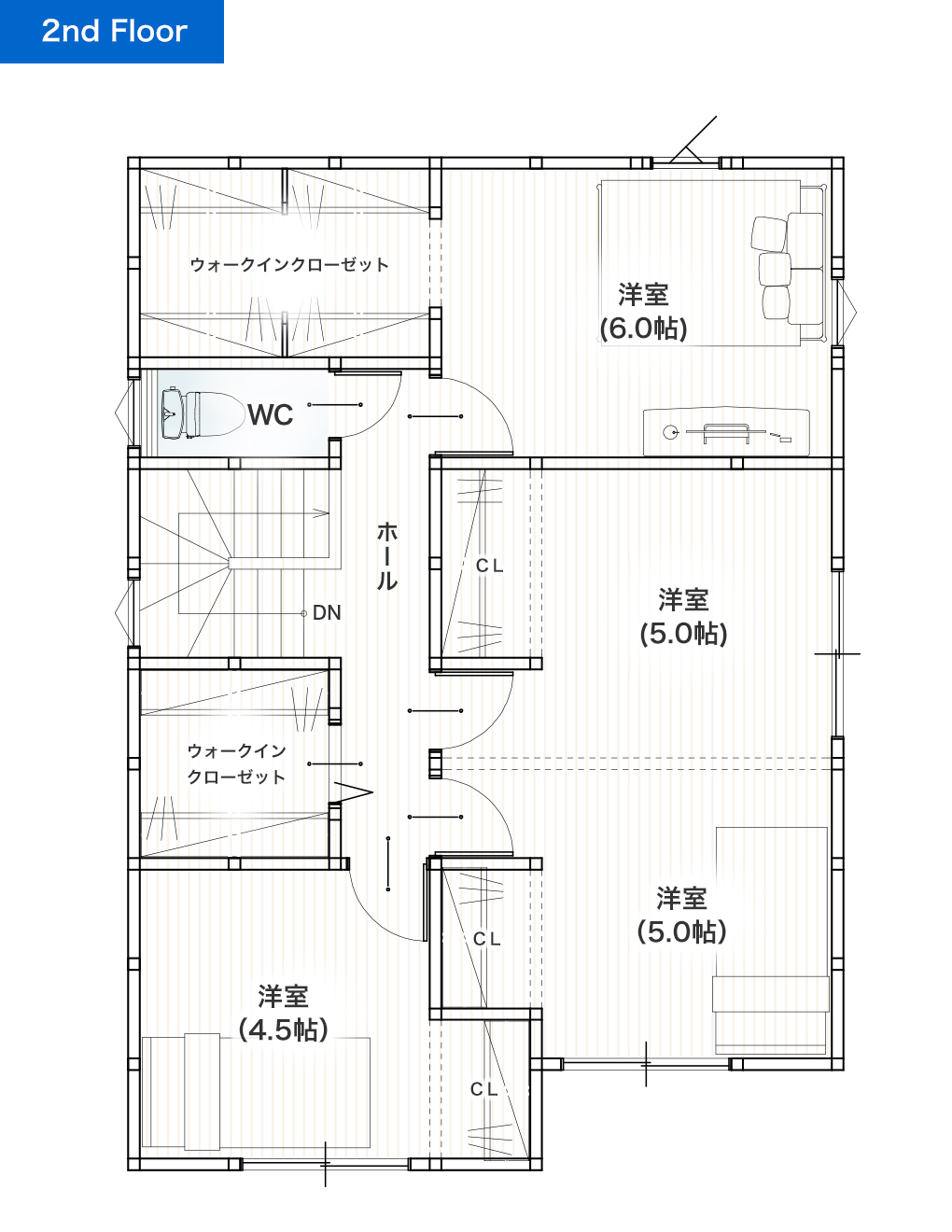 熊本市南区上ノ郷2丁目 31坪 4SLDK 建売・一戸建ての新築物件 2階間取り図