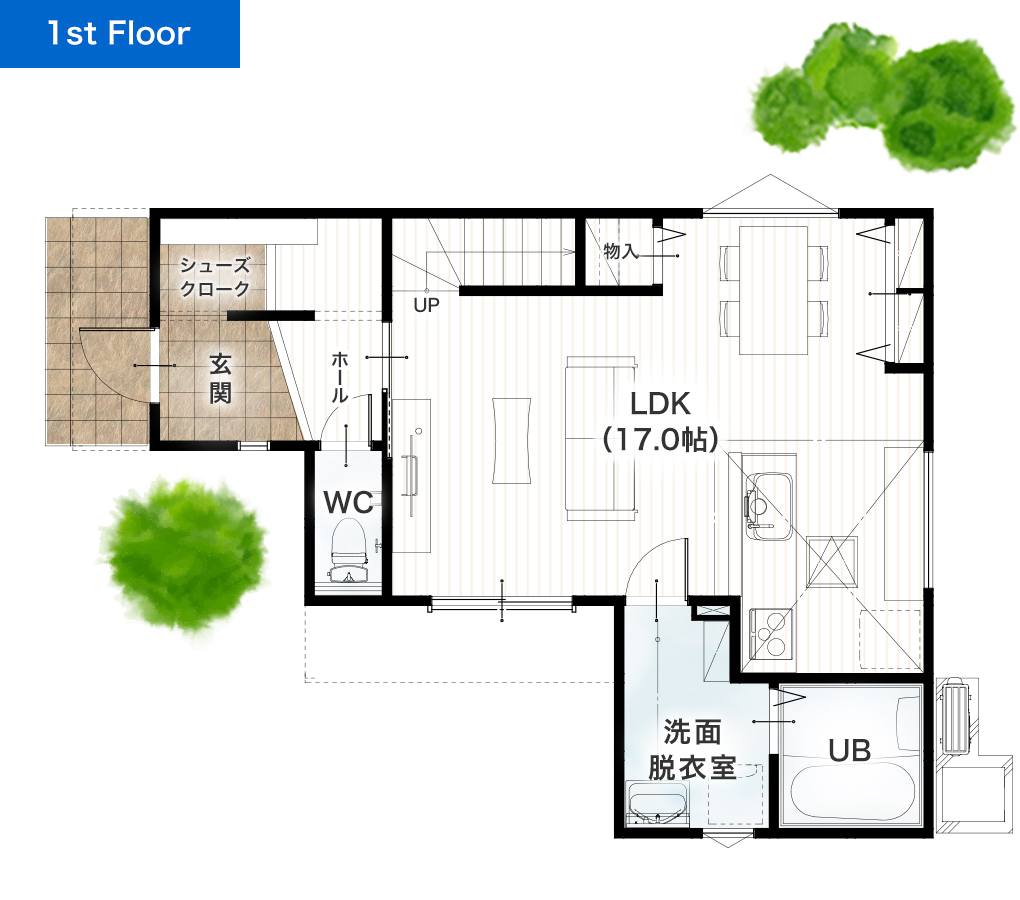 熊本市南区御幸笛田4丁目1号地 30坪 4SLDK 建売・一戸建ての新築物件 1階間取り図