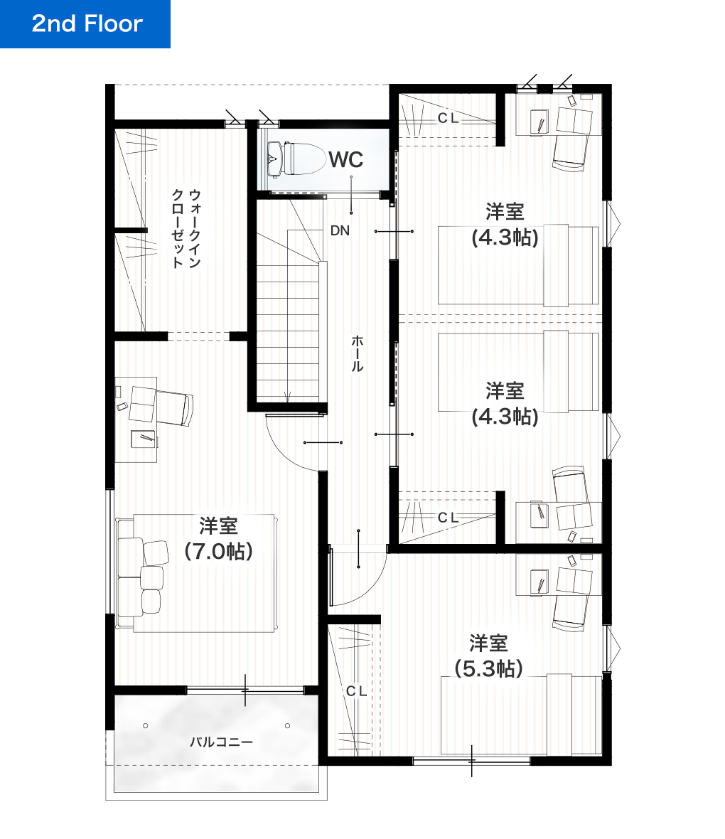 菊池郡大津町室2期1号地 29坪 4SLDK 建売・一戸建ての新築物件 2階間取り図