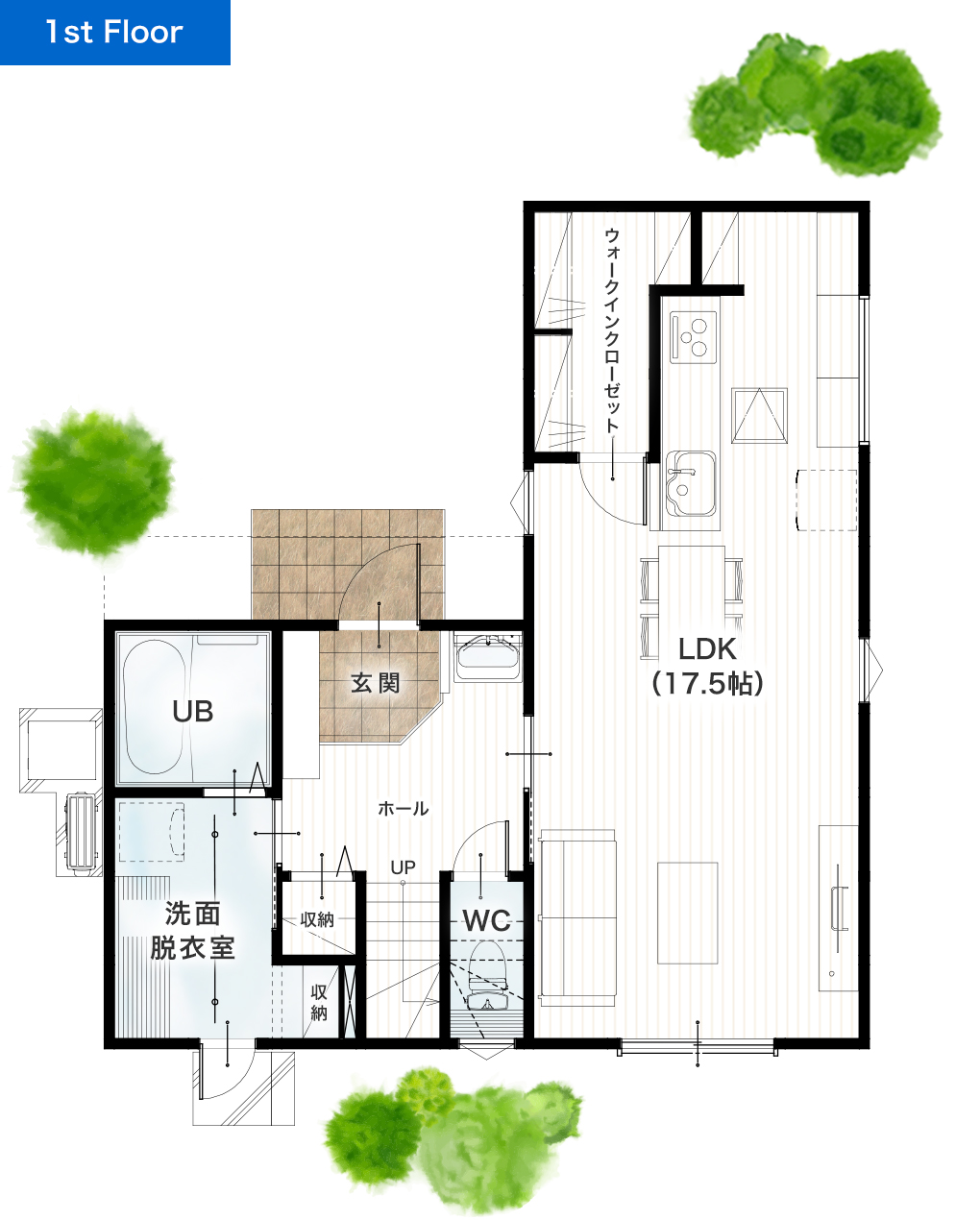 上益城郡御船町木倉2期12号地 33坪4SLDK 建売・一戸建ての新築物件 1階間取り図