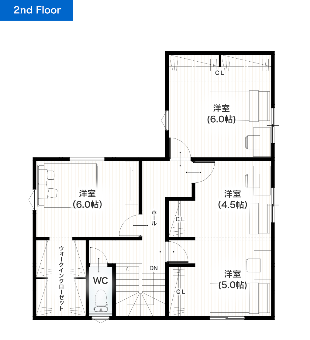 上益城郡御船町木倉2期12号地 33坪4SLDK 建売・一戸建ての新築物件 2階間取り図