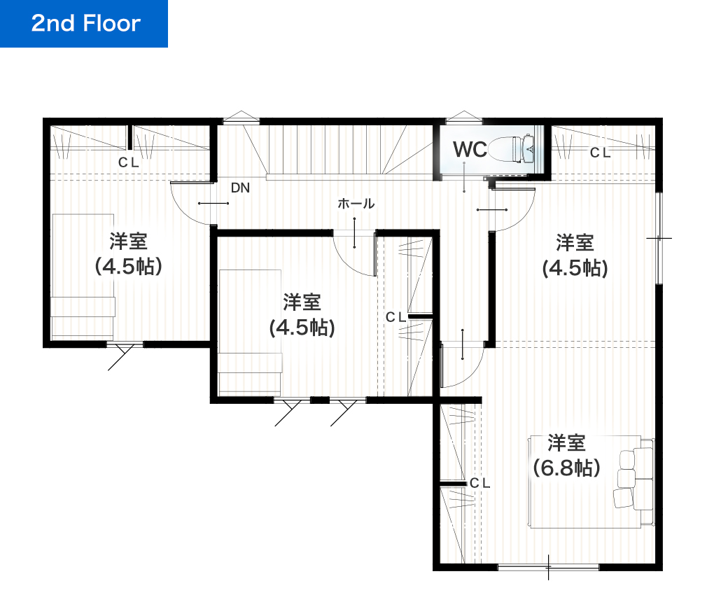 熊本市北区植木町舞尾 31坪 4SSLDK 建売・一戸建ての新築物件 2階間取り図