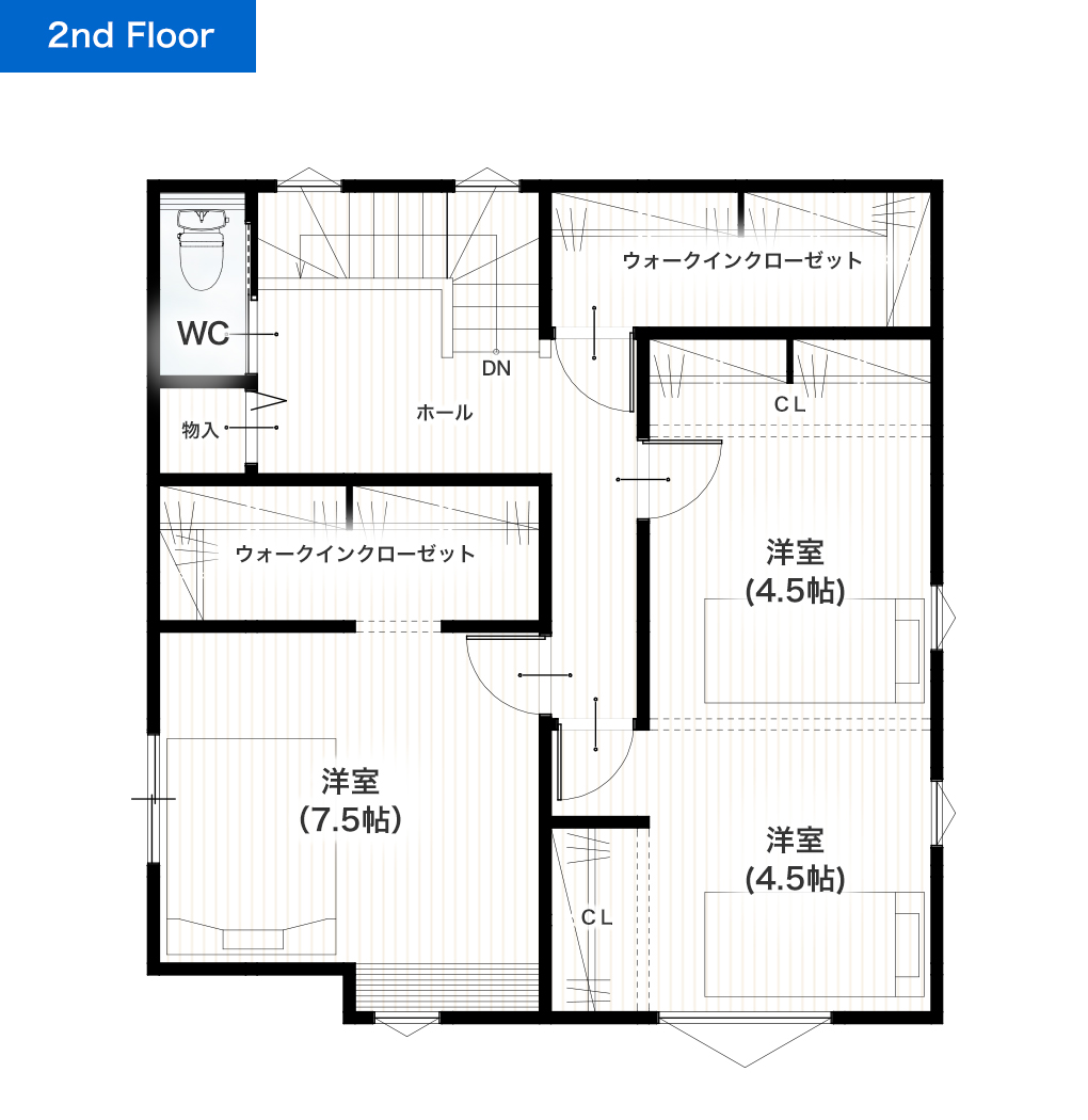 熊本市北区植木町岩野3期6号地 32坪 4SLDK 建売・一戸建ての新築物件 2階間取り図