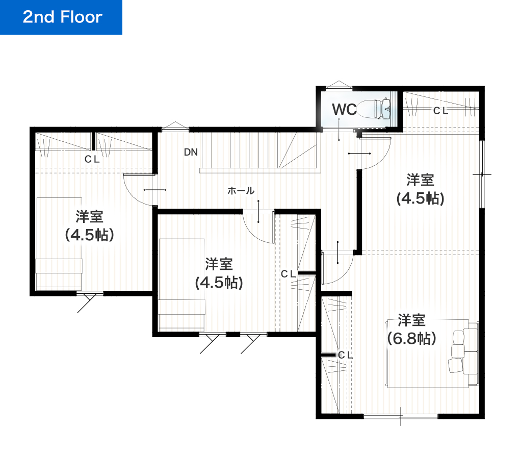 熊本市南区良町3丁目 30坪 4SLDK 建売・一戸建ての新築物件 2階間取り図