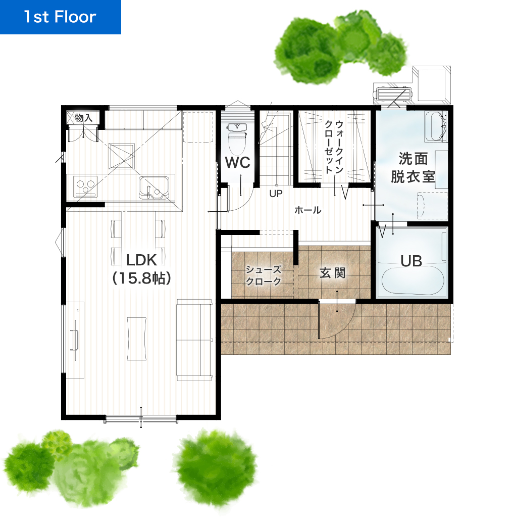 熊本市中央区黒髪2丁目1号地 32坪 4SSSLDK 建売・一戸建ての新築物件 1階間取り図