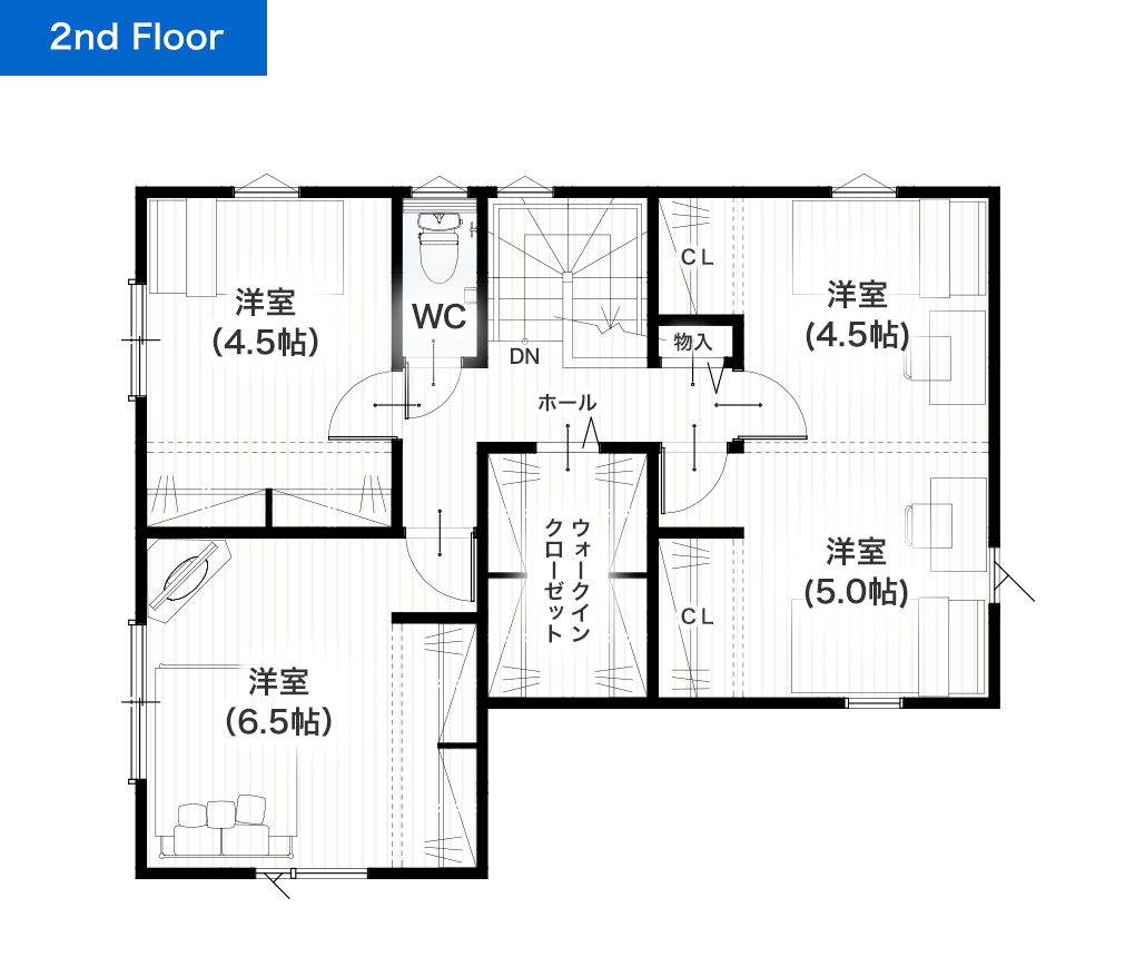 熊本市中央区黒髪2丁目1号地 32坪 4SSSLDK 建売・一戸建ての新築物件 2階間取り図