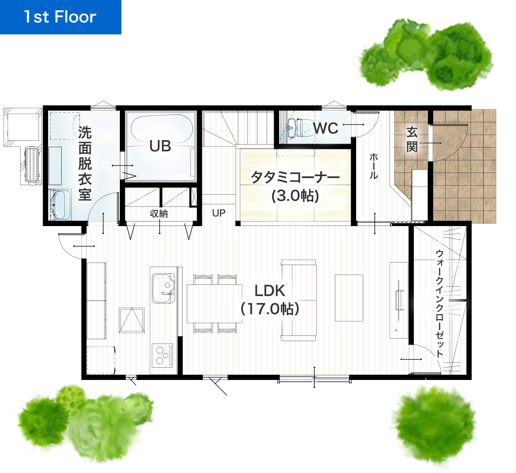 熊本市南区砂原町2期3号地 33坪 4SLDK 建売・一戸建ての新築物件 1階間取り図