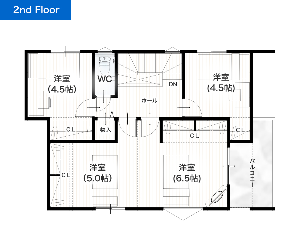 熊本市南区砂原町2期3号地 33坪 4SLDK 建売・一戸建ての新築物件 2階間取り図