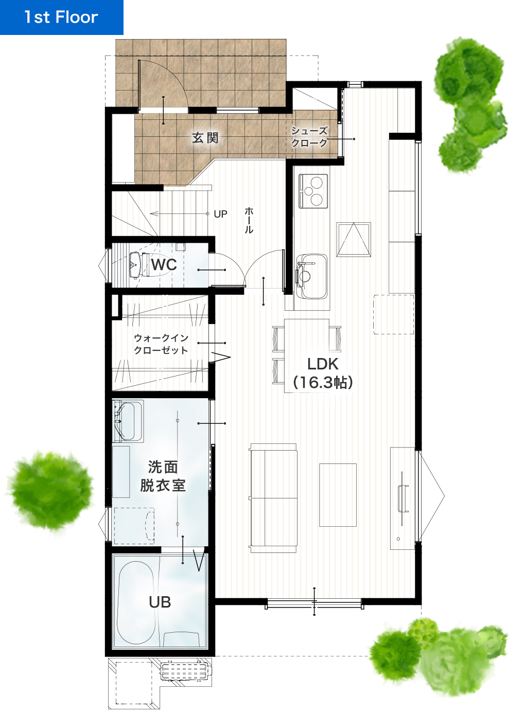 熊本市北区麻生田5丁目2期1号地 32坪 4SSSLDK 建売・一戸建ての新築物件 1階間取り図