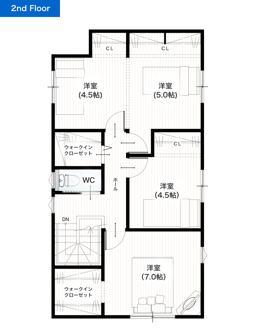 熊本市北区麻生田5丁目2期2号地 32坪 4SSLDK 建売・一戸建ての新築物件 2階間取り図