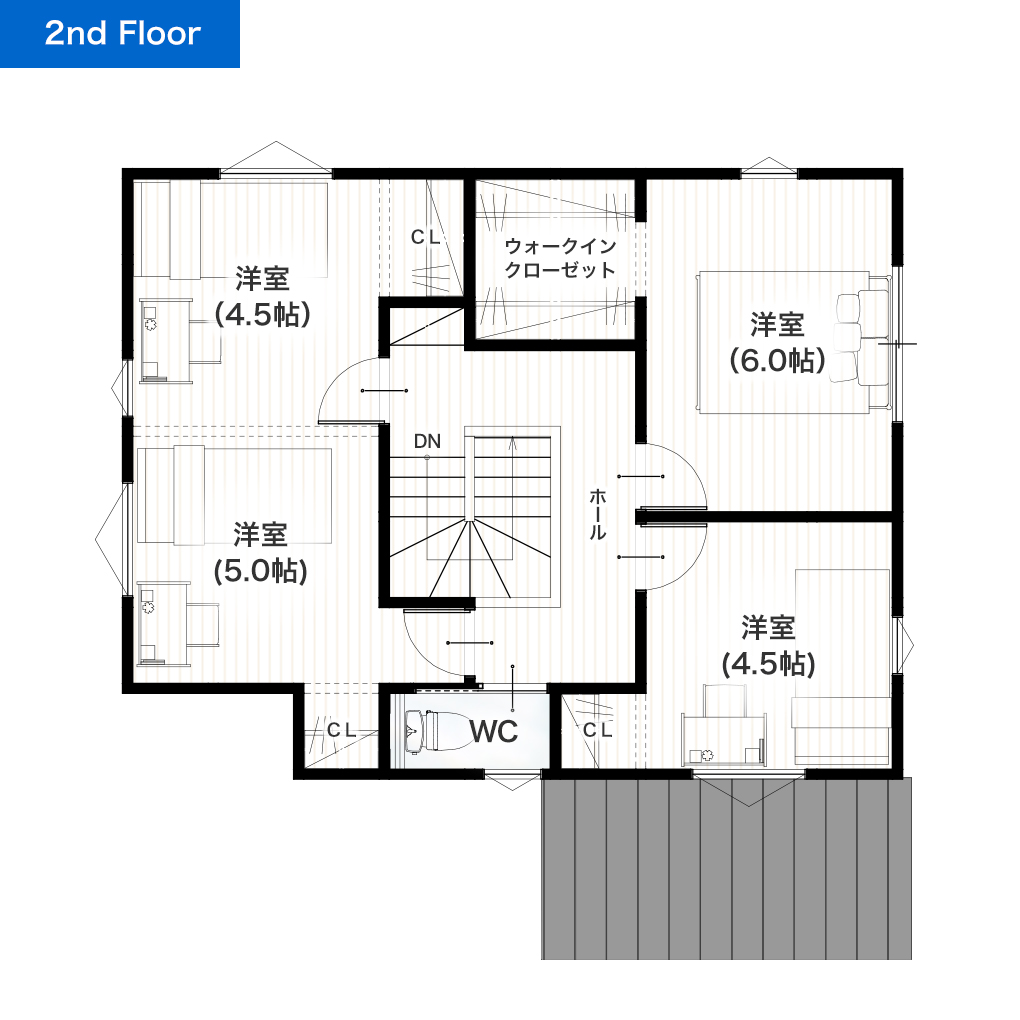 熊本市南区白藤1丁目4期 31坪 4SLDK 建売・一戸建ての新築物件 2階間取り図