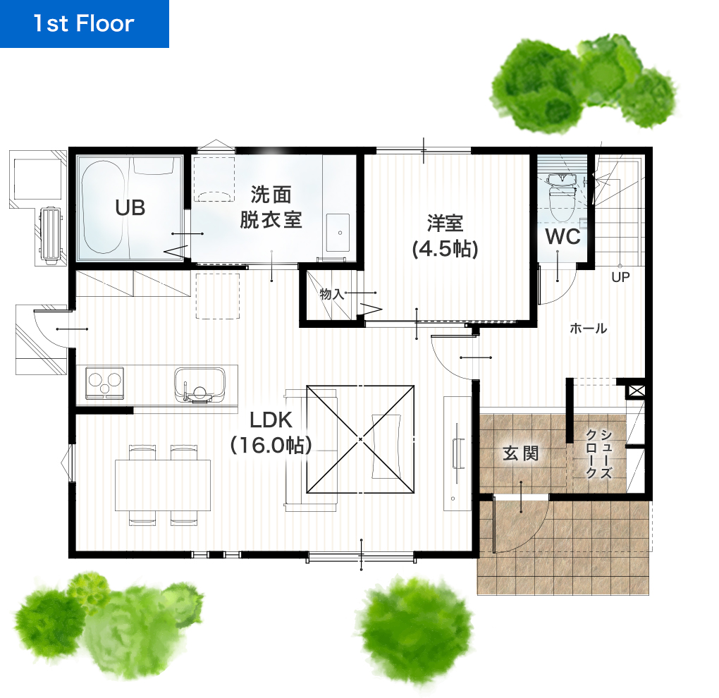 合志市竹迫2期2号地 32坪 4SLDK 建売・一戸建ての新築物件 1階間取り図