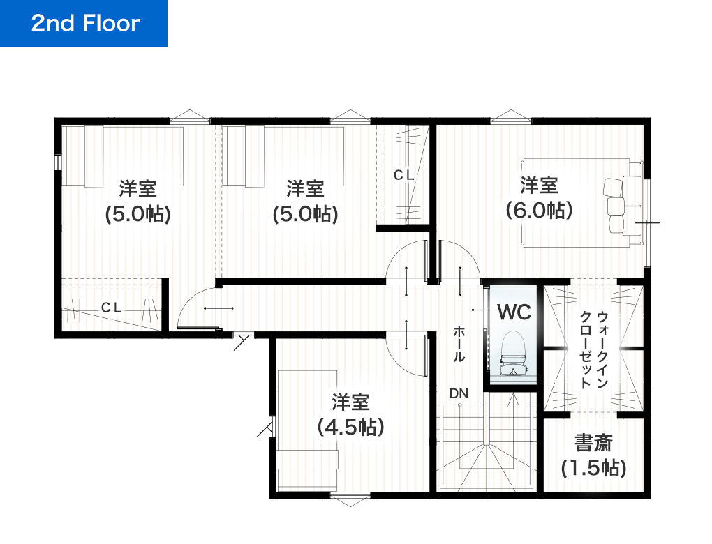 熊本市東区三郎2丁目2期1号地 30坪 4SSLDK 建売・一戸建ての新築物件 2階間取り図