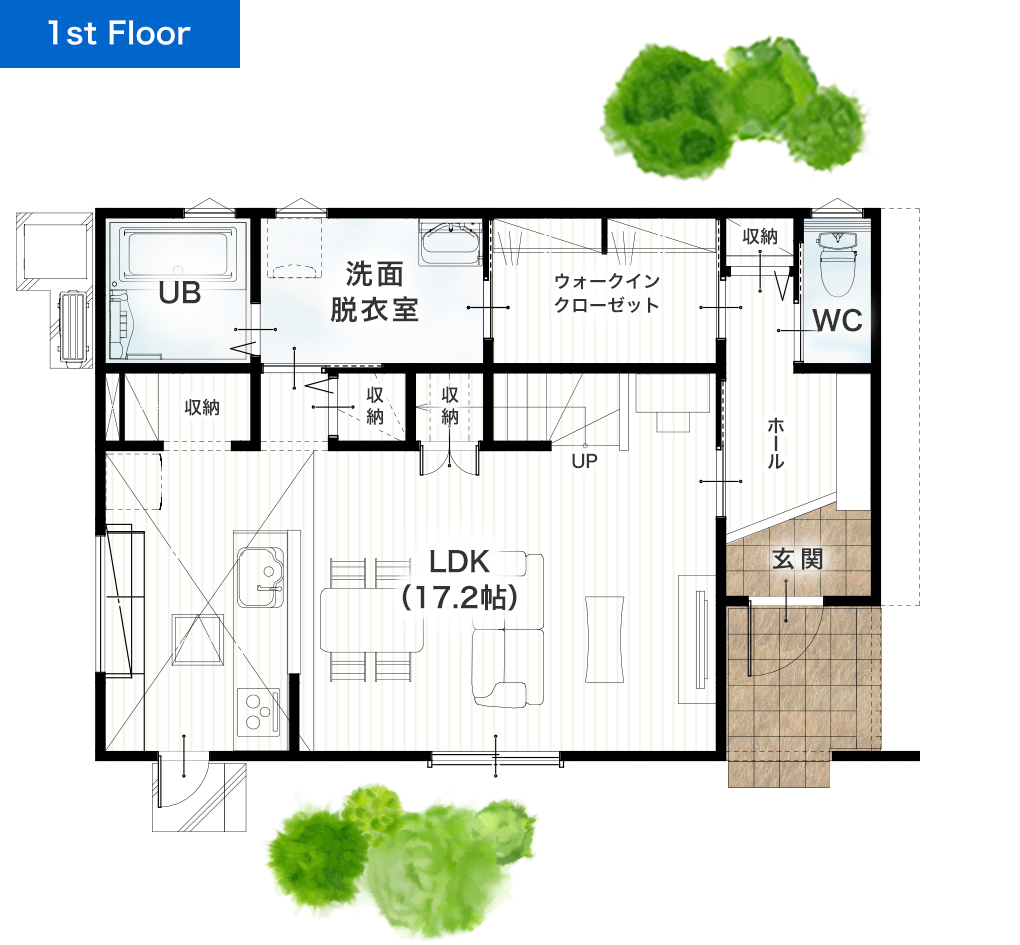 熊本市北区植木町大和2期 33坪 4SLDK 建売・一戸建ての新築物件 1階間取り図