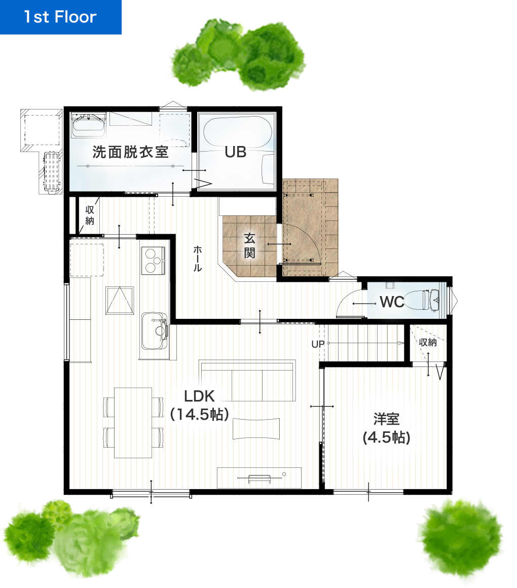 上益城郡益城町広崎4期2号地 32坪 4LDK 建売・一戸建ての新築物件 1階間取り図