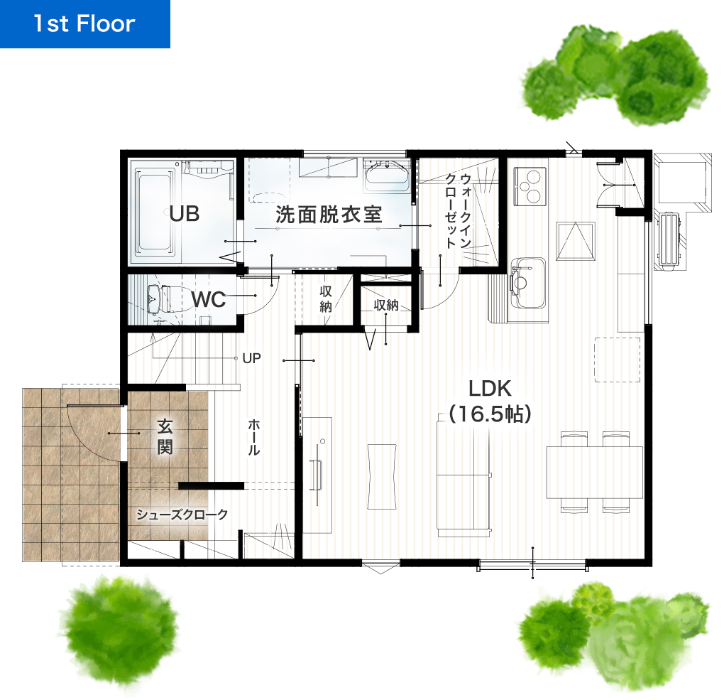 宇土市松山町3期8号地 33坪 4SSSLDK 建売・一戸建ての新築物件 1階間取り図