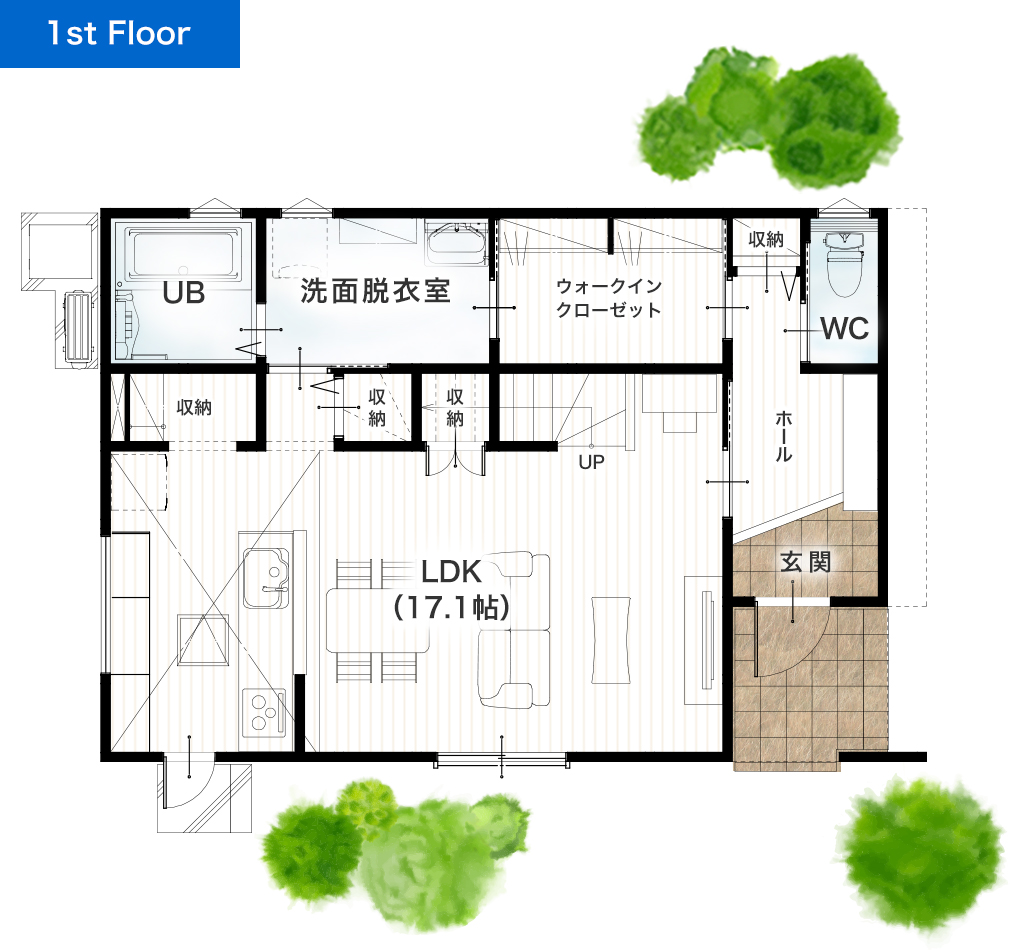 宇土市松山町3期12号地 33坪 4SLDK 建売・一戸建ての新築物件 1階間取り図