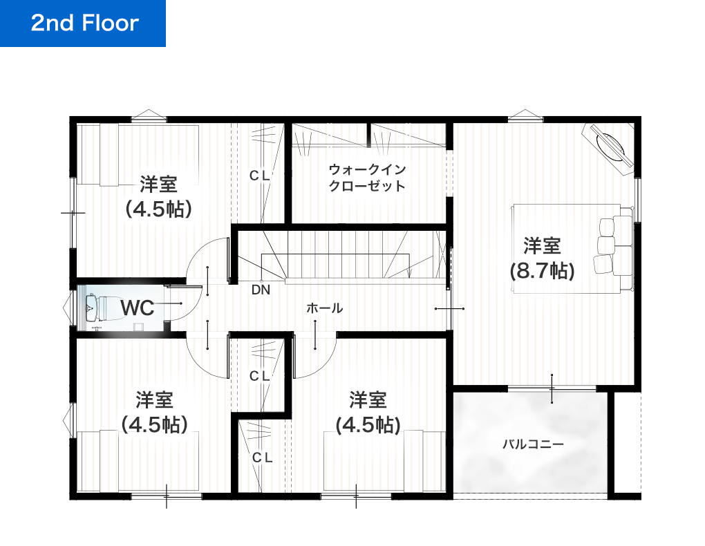 宇土市松山町3期12号地 33坪 4SLDK 建売・一戸建ての新築物件 2階間取り図